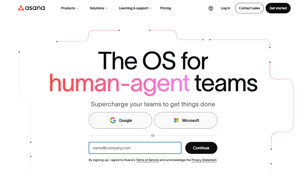 Asana website screenshot