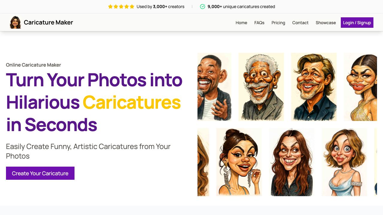 Caricature Maker 网站截图