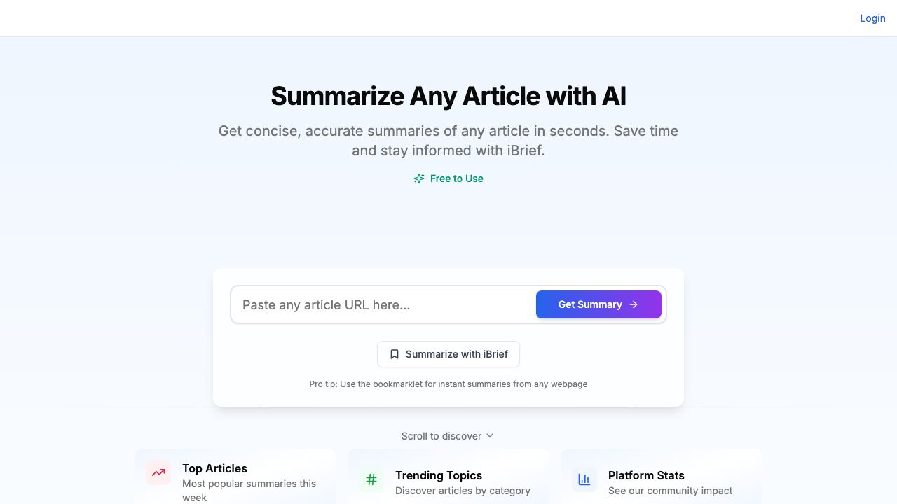 iBrief website screenshot