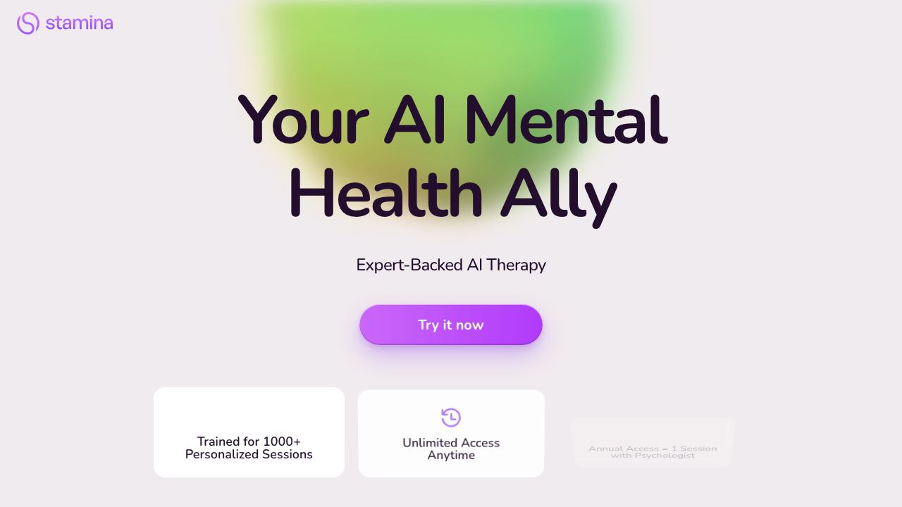Stamina AI website screenshot
