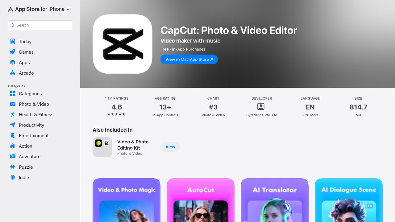 CapCut 网站截图