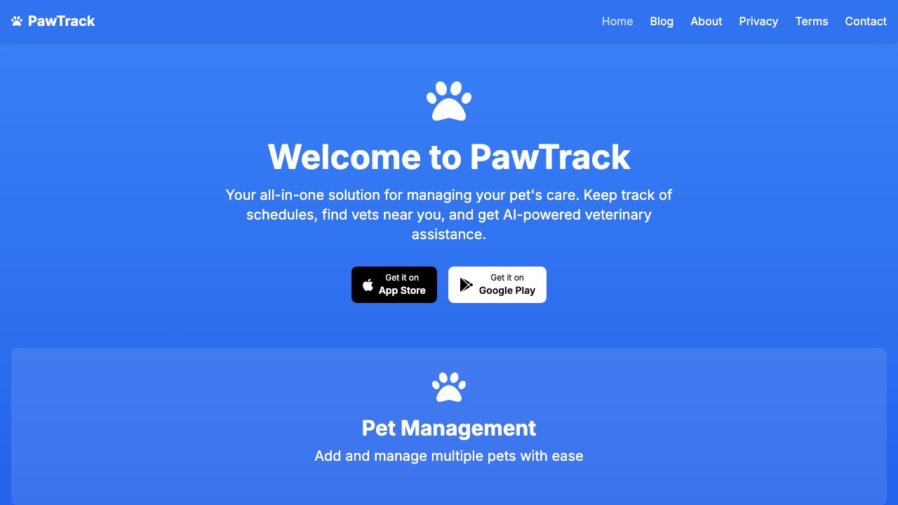 PawTrack 网站截图