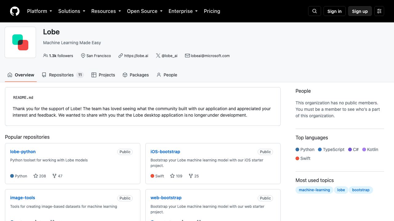 Lobe website screenshot