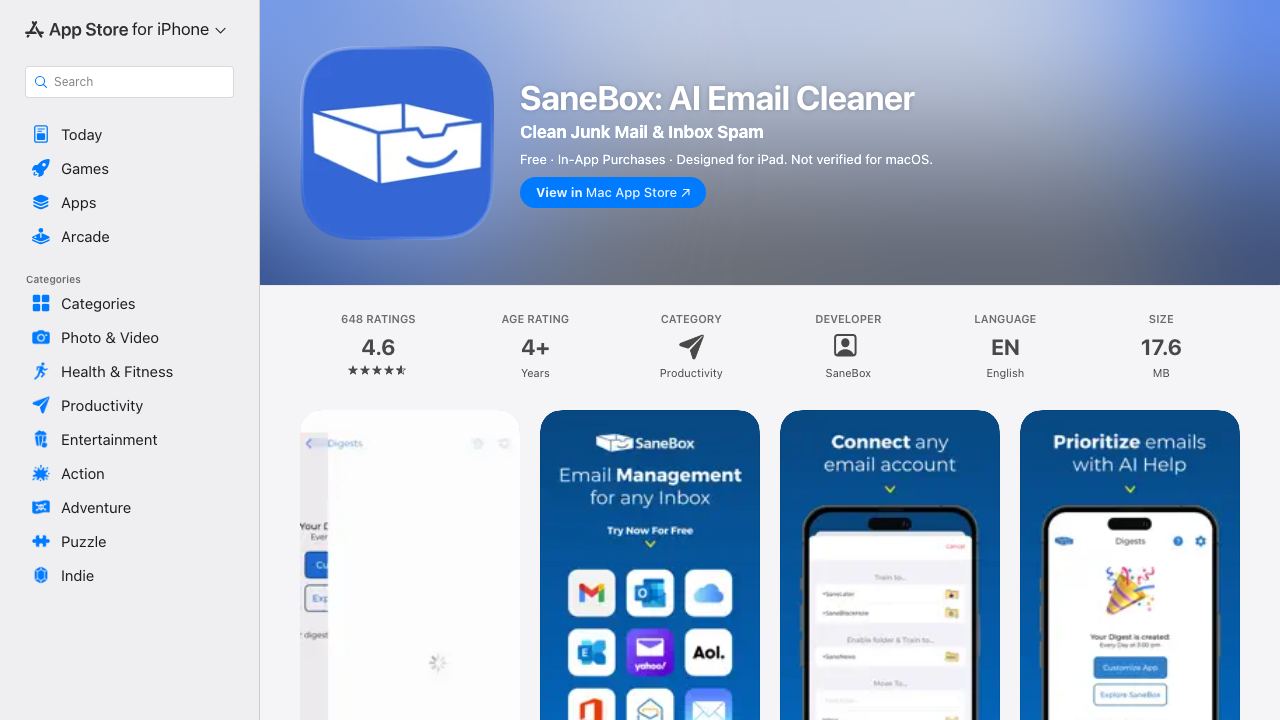 SaneBox 网站截图