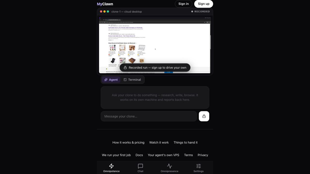 MyClawn website screenshot