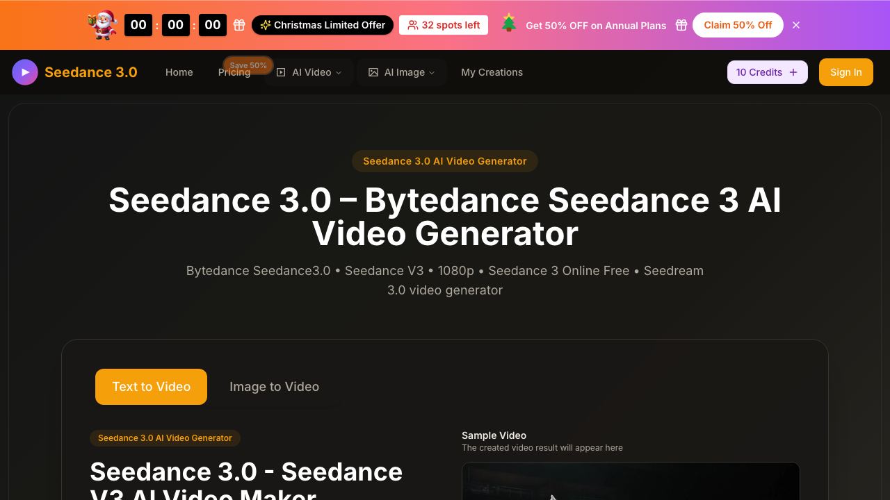 Seedance 3.0 网站截图