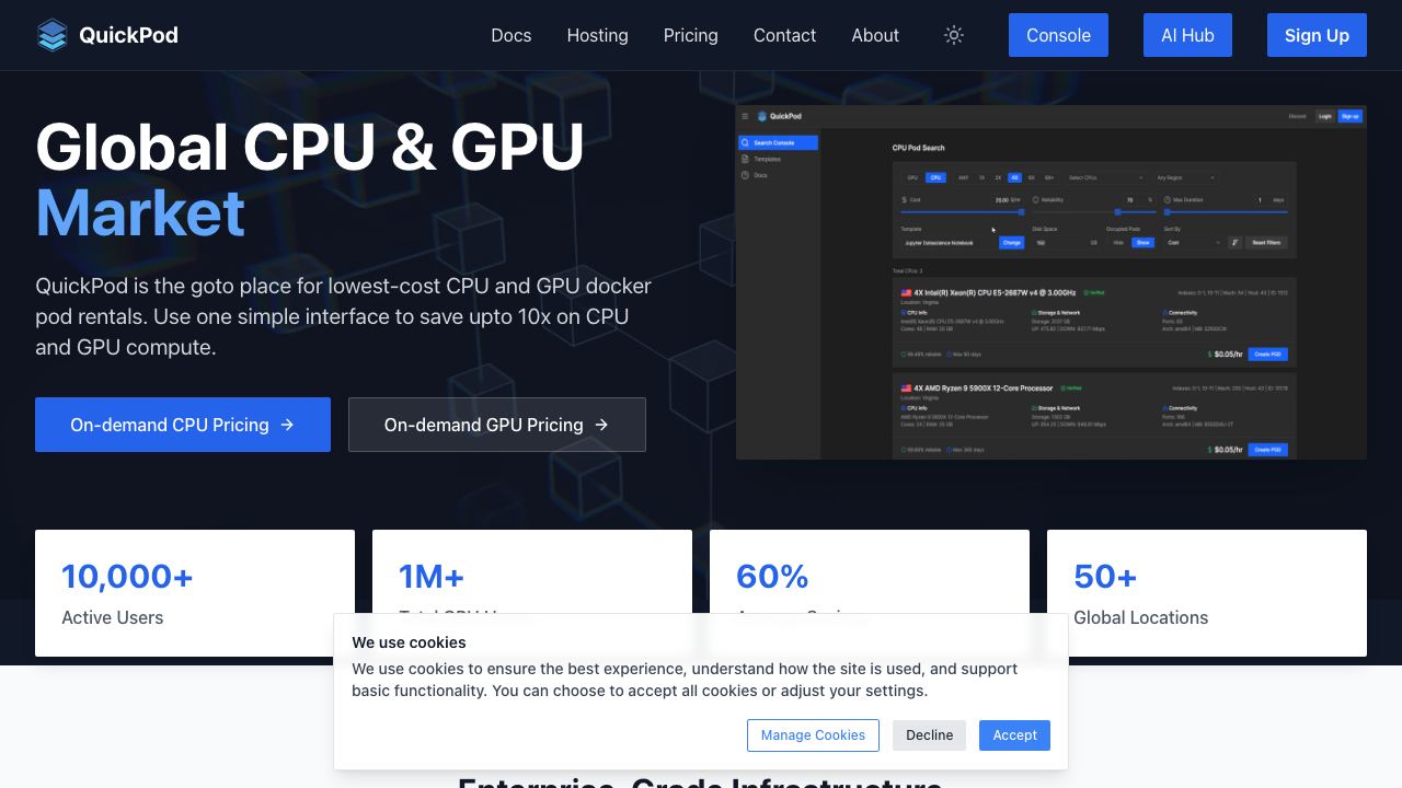 QuickPod website screenshot