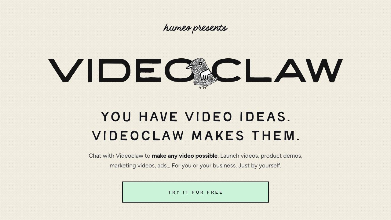 Videoclaw 网站截图