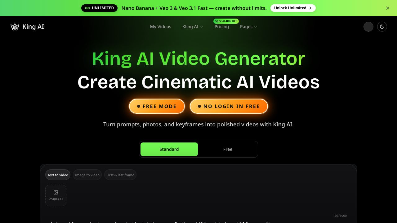 Kling 3 website screenshot