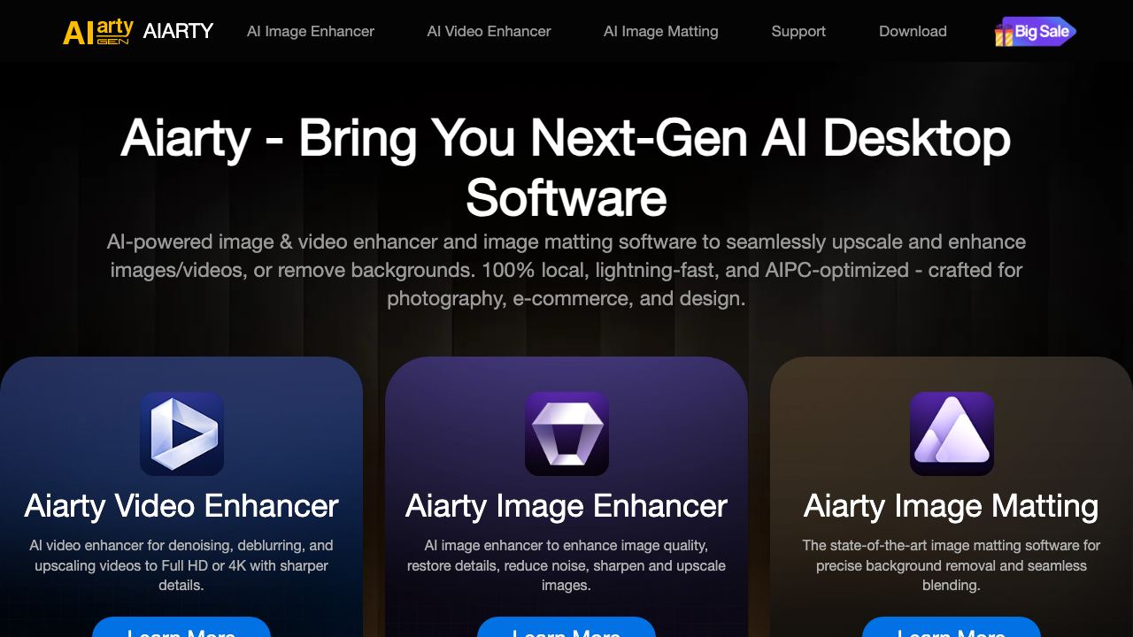 Aiarty Image Enhancer 网站截图