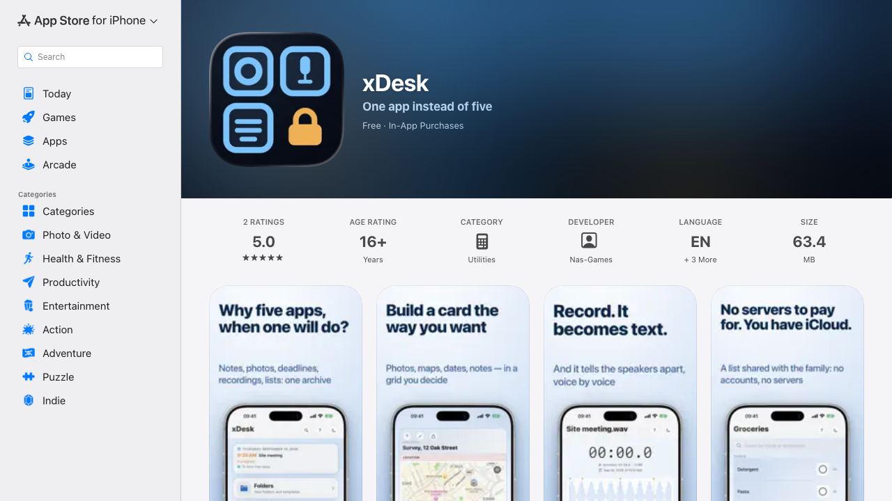 xDesk website screenshot