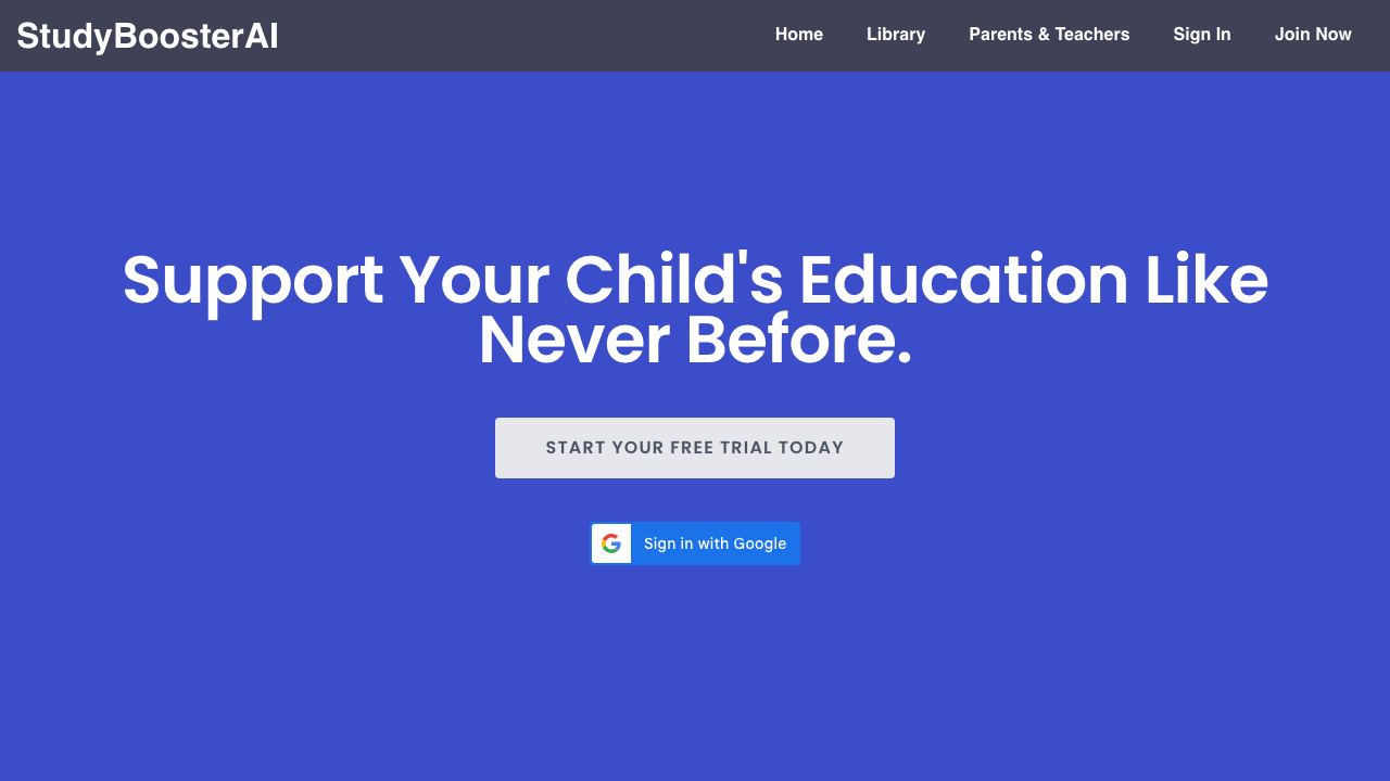 StudyBoosterAI website screenshot