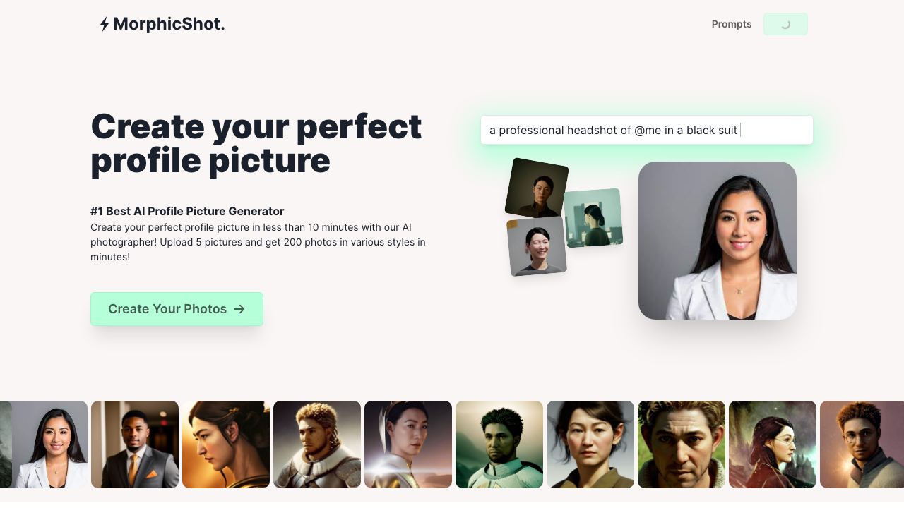 MorphicShot website screenshot