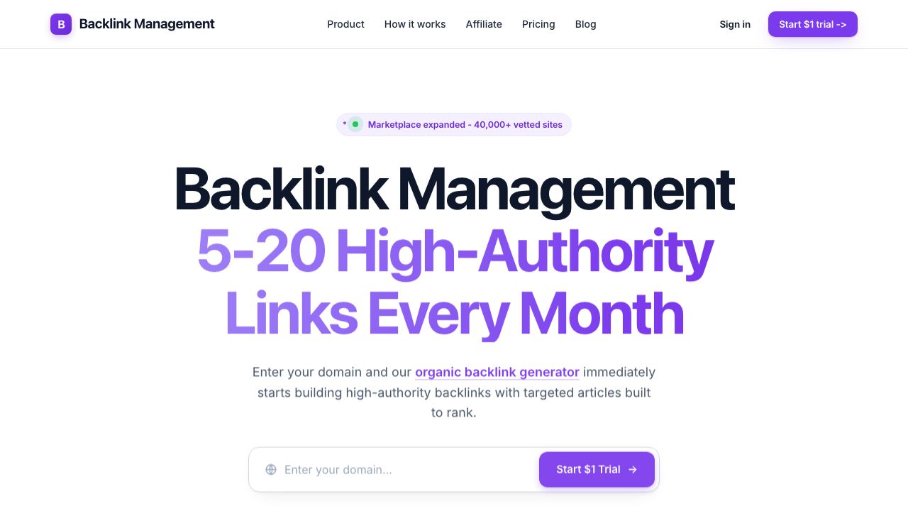 Backlink Management 网站截图