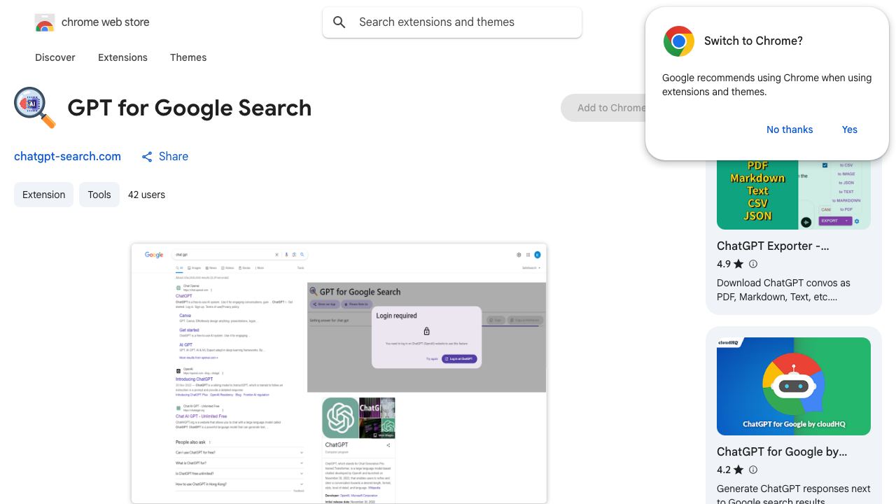 GPT for Google Search 网站截图