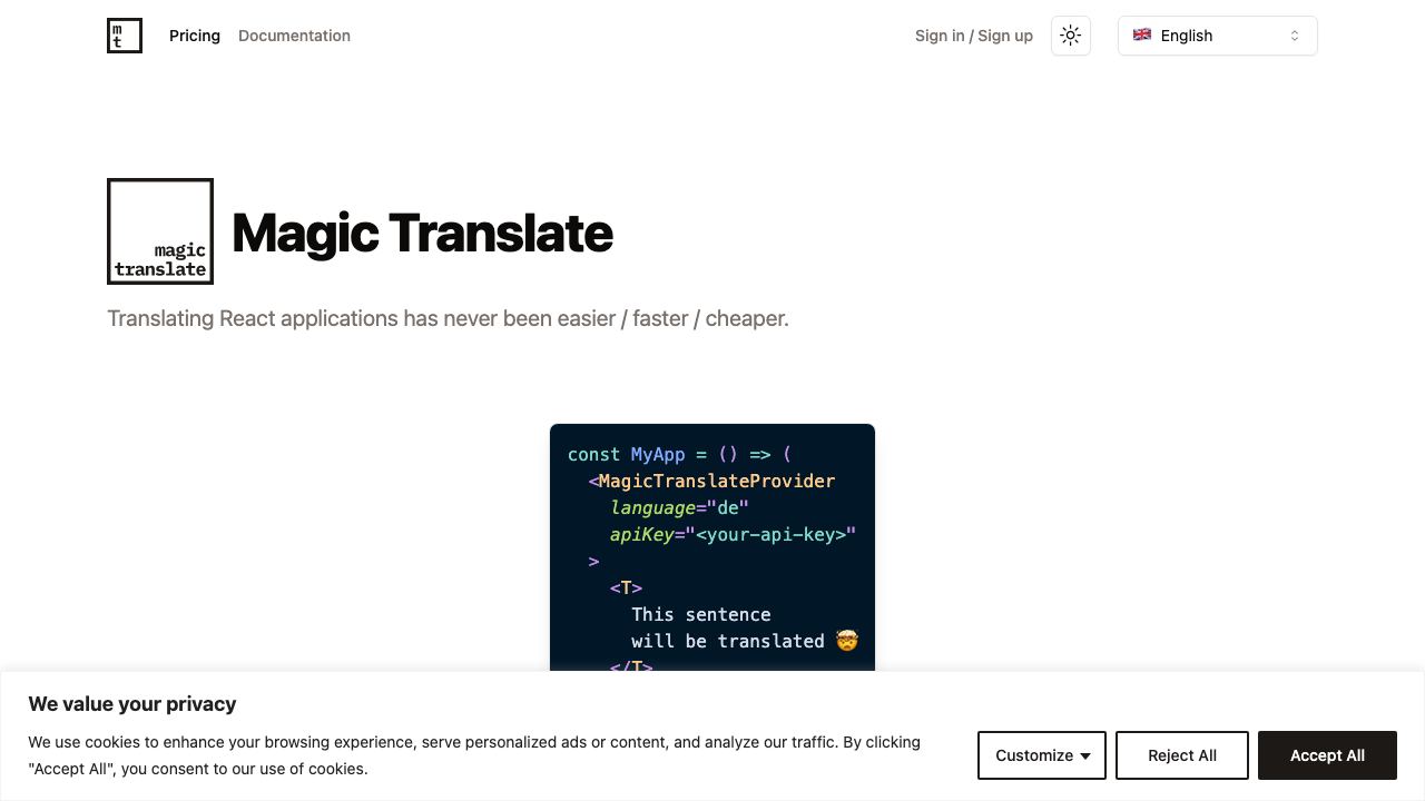 Magic Translate 网站截图