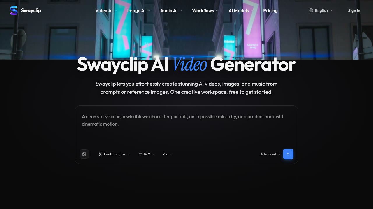 Swayclip - AI Video Generator 网站截图