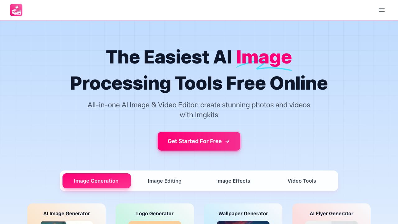 Imgkits - Top AI Image & Video Processing Tools Online 网站截图