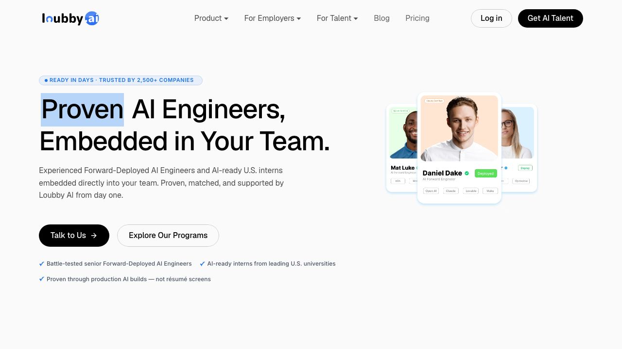 Loubby AI website screenshot