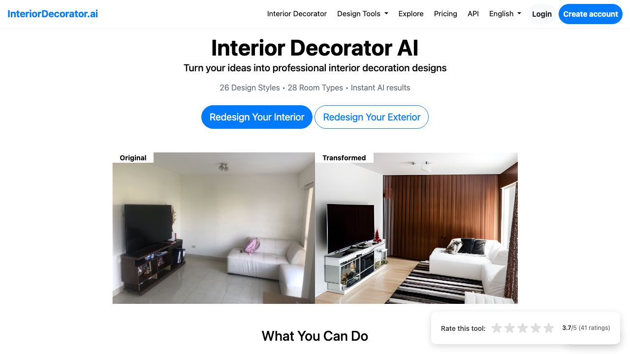 Interior Decorator AI 网站截图