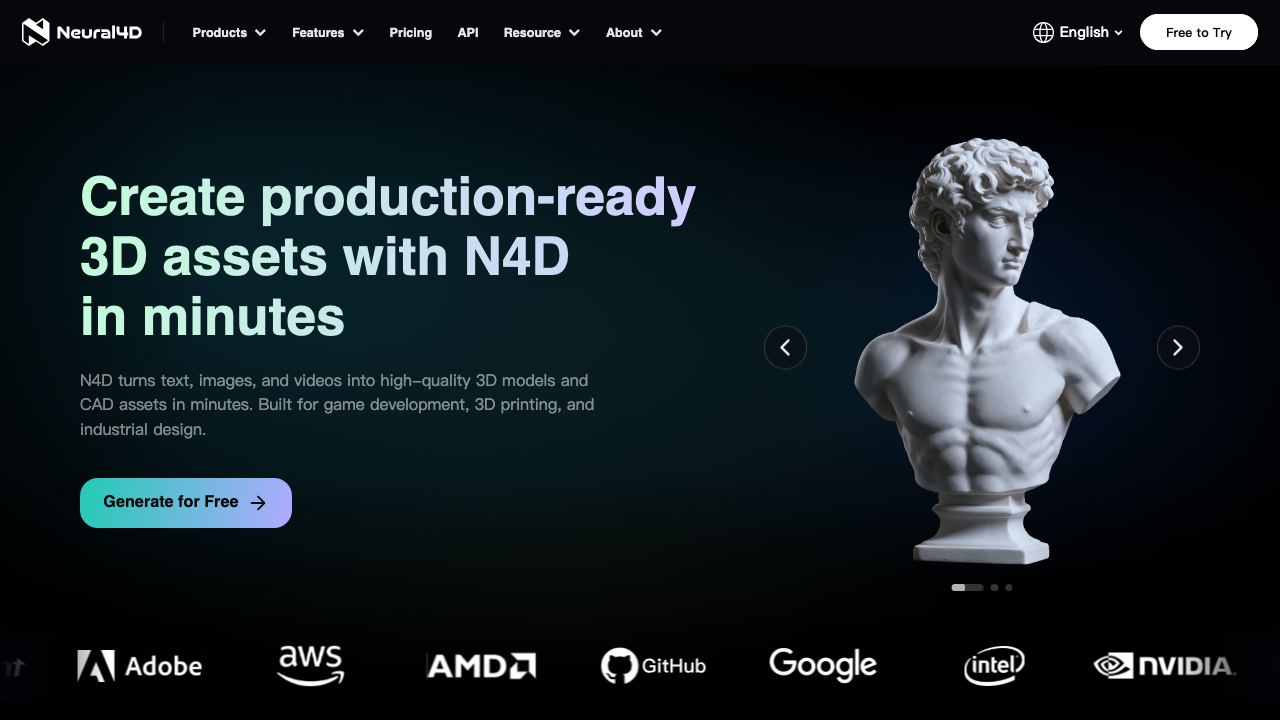 Neural4D website screenshot