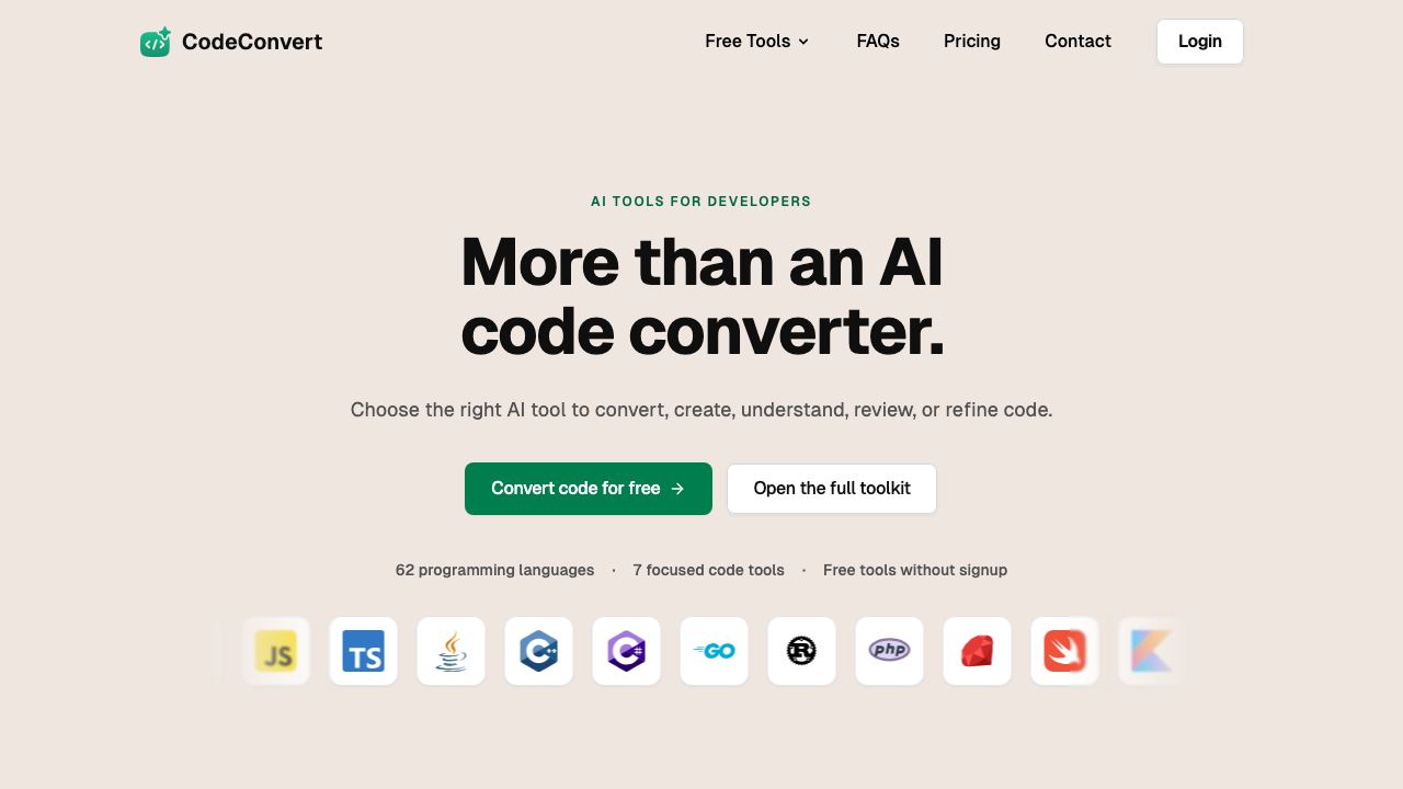 CodeConvert AI 网站截图
