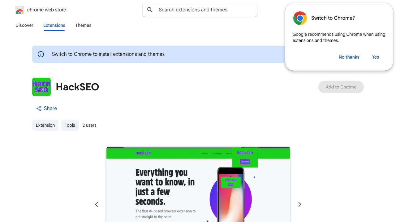 HackSEO website screenshot