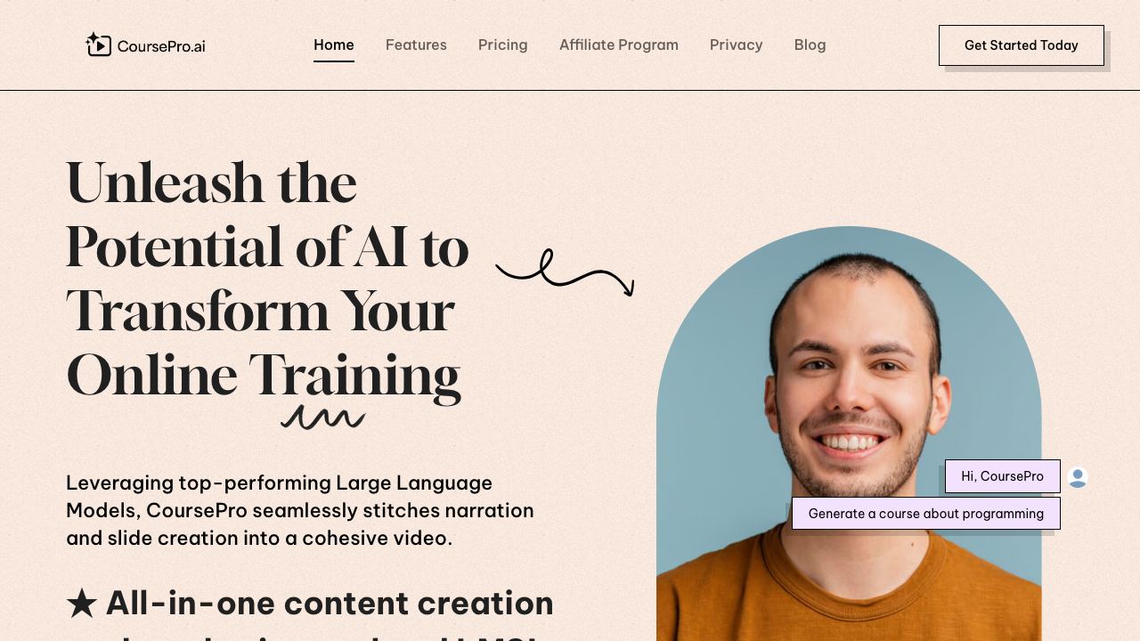 CoursePro.ai 网站截图