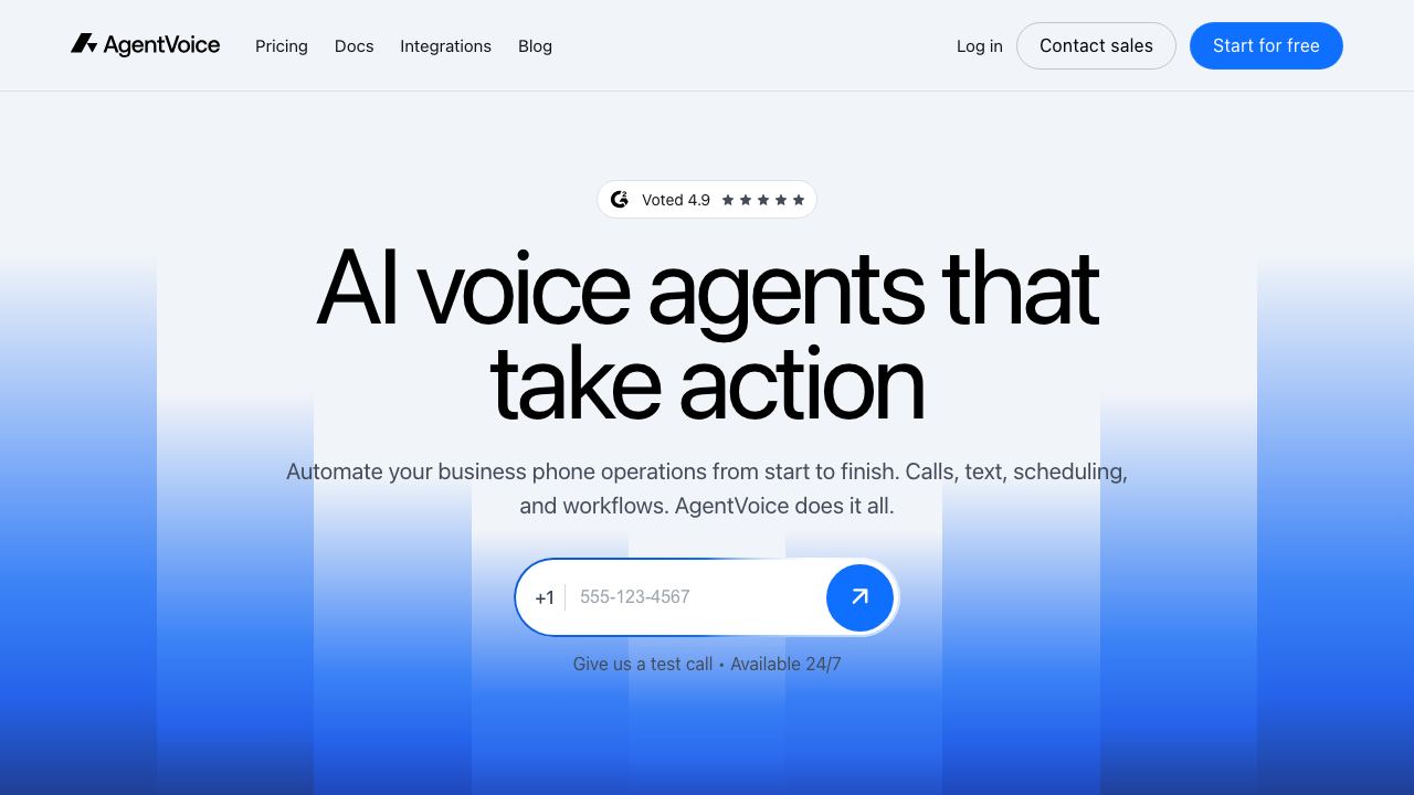 AgentVoice 网站截图