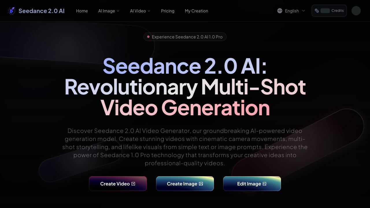 Seedance AI website screenshot