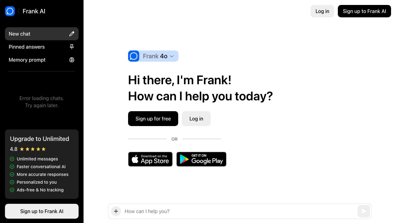Frank AI 网站截图
