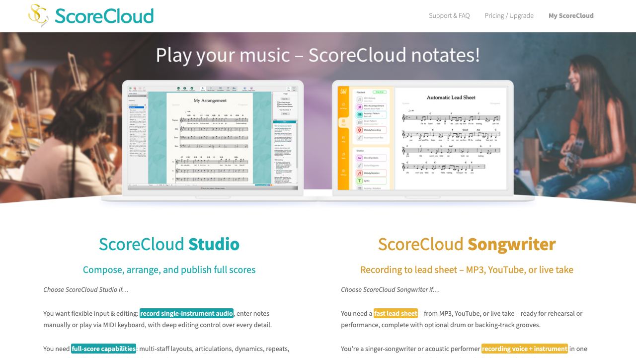 ScoreCloud website screenshot