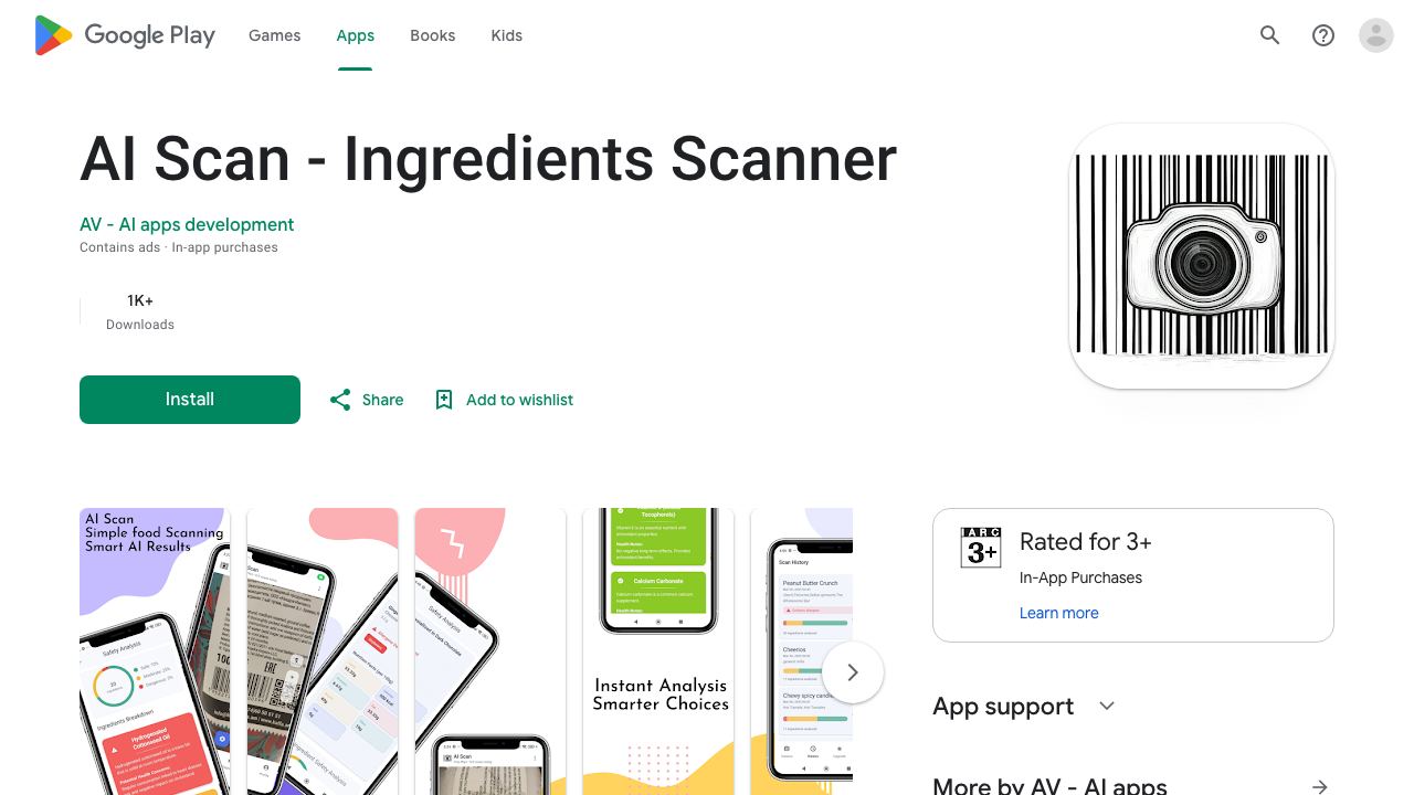 AI Scan - Ingredients Scanner 网站截图