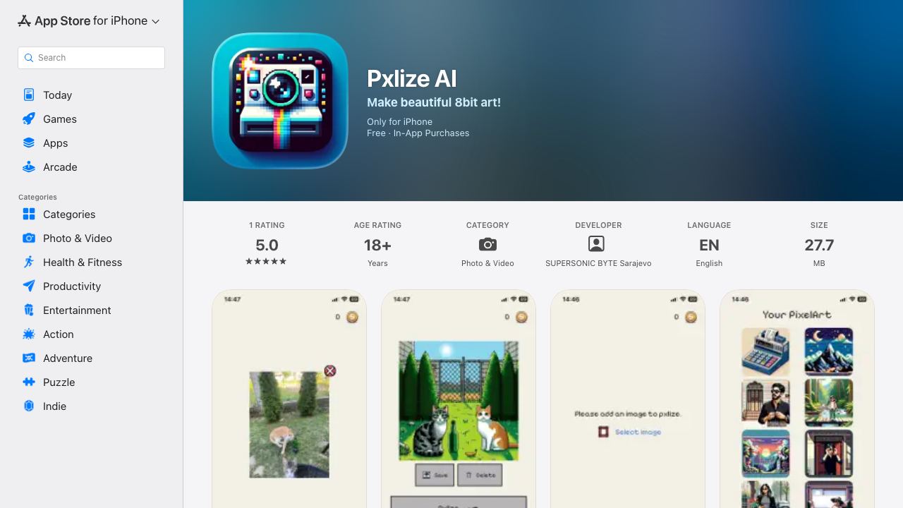 Pxlize AI 网站截图