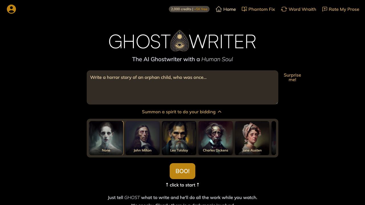 AIGhostwriter 网站截图
