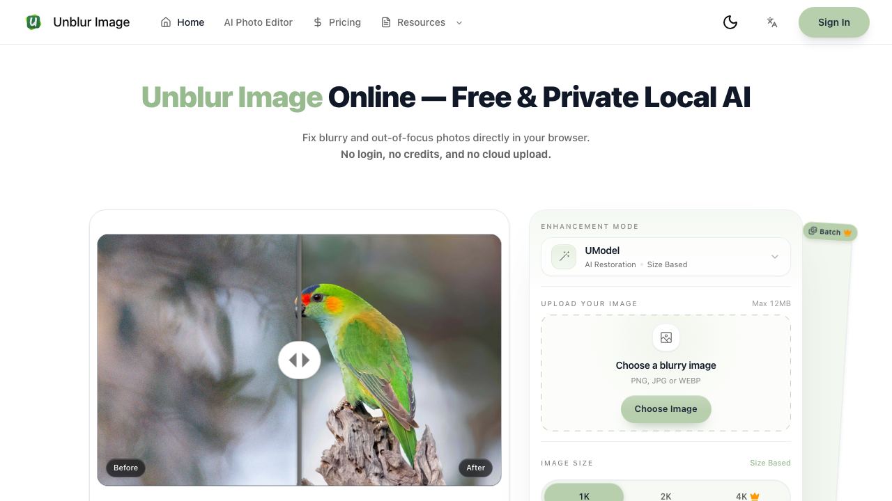 Unblur Image - io 网站截图