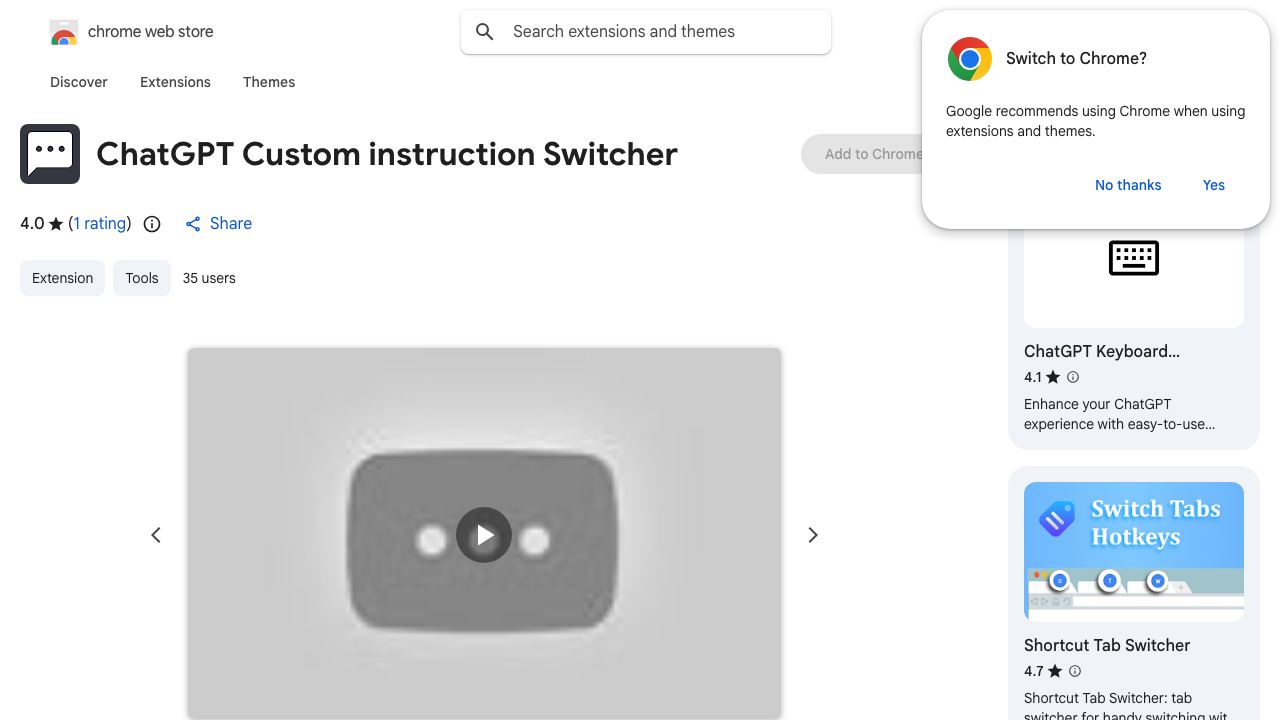 ChatGPT Custom instruction Switcher 网站截图