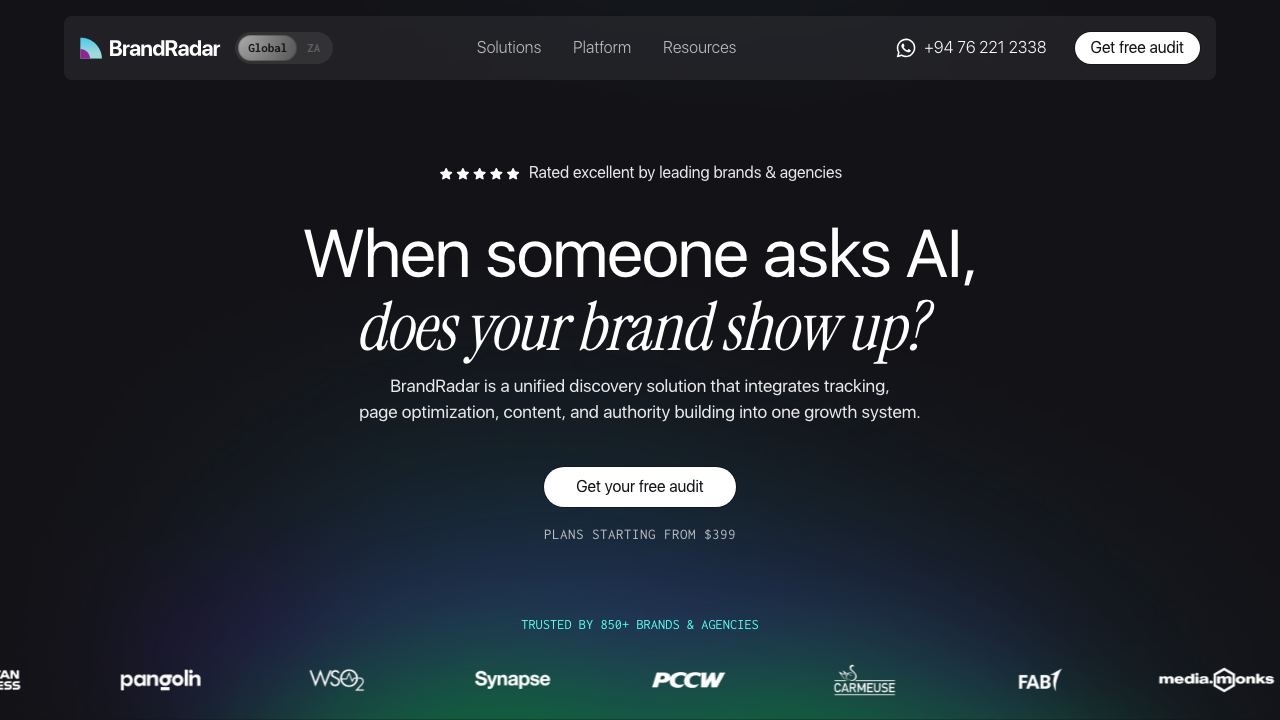 BrandRadar 网站截图