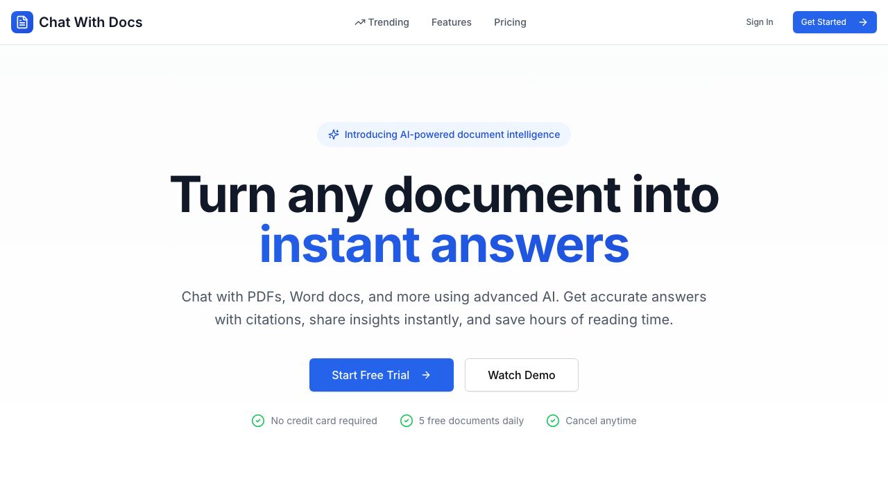 Chat with Docs 网站截图