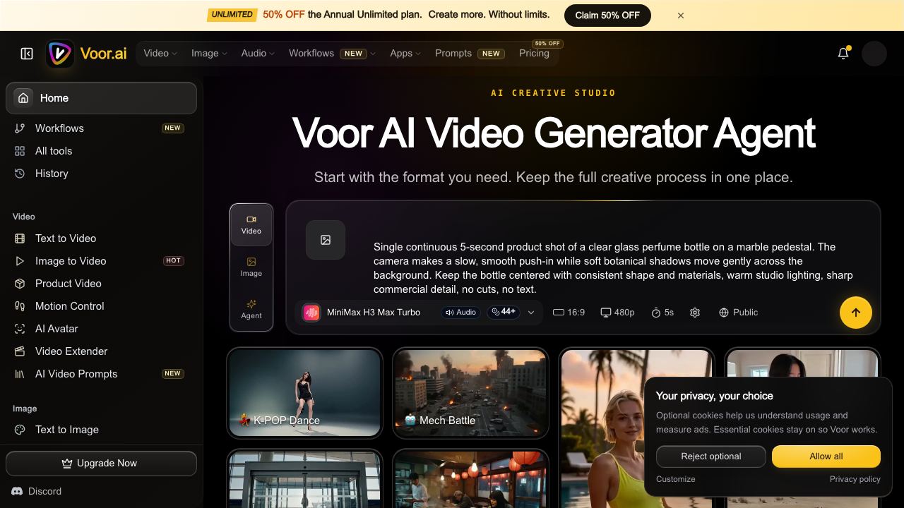 Voor AI website screenshot