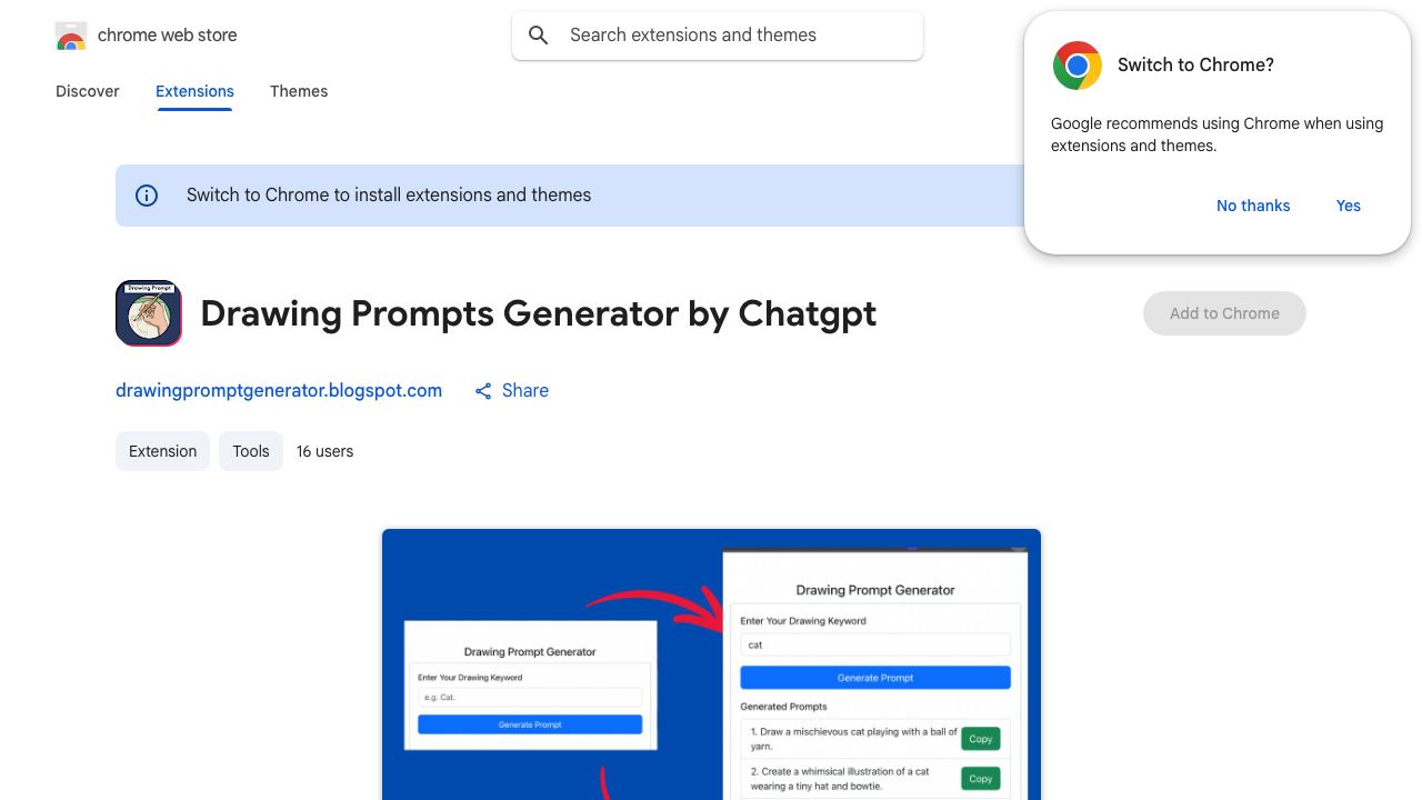 Drawing Prompts Generator by Chatgpt 网站截图