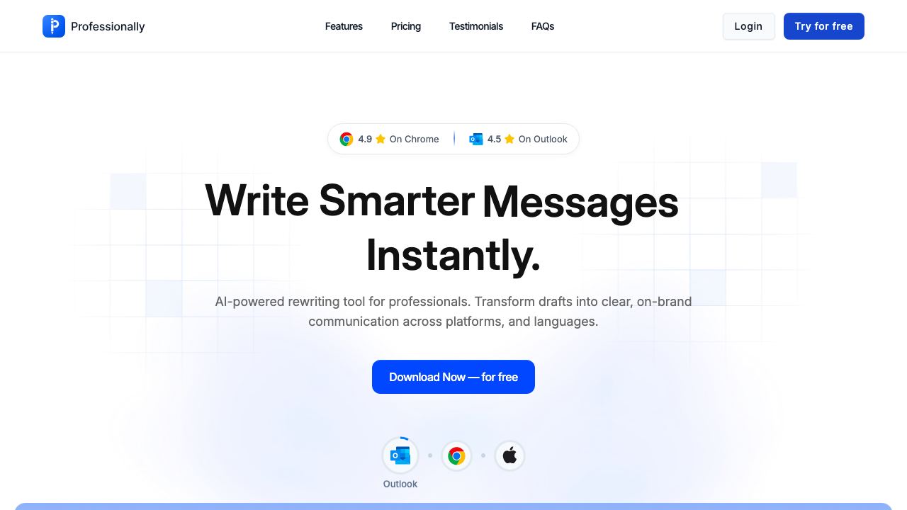 Professionally website screenshot
