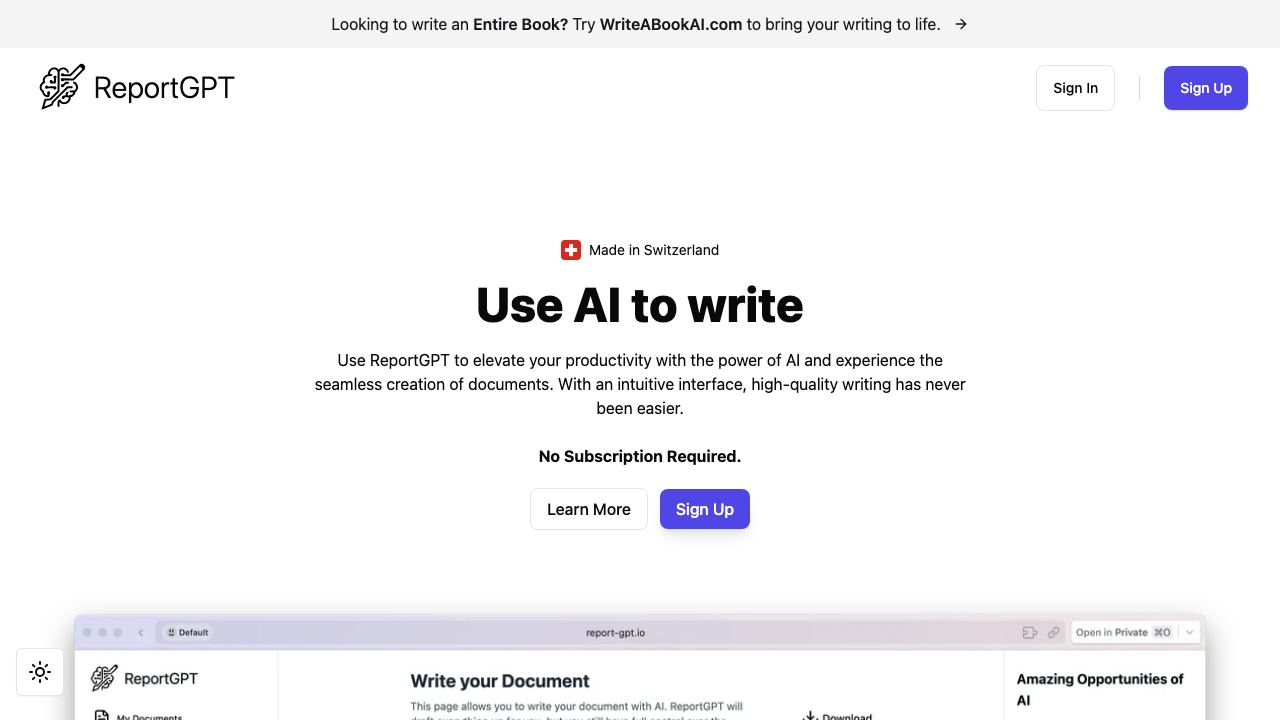 ReportGPT website screenshot