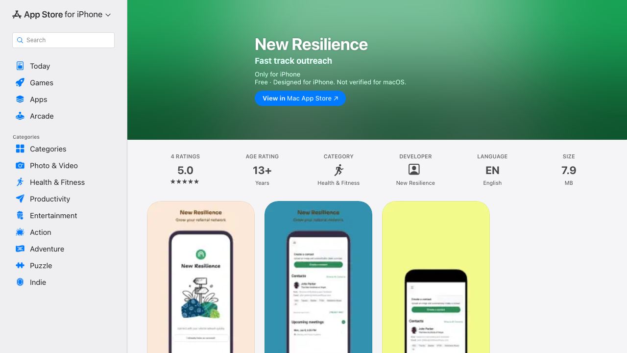 New Resilience website screenshot