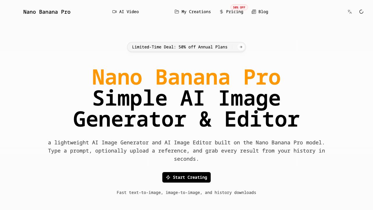 Nano Banana Pro - AI Image Generator & Editor 网站截图