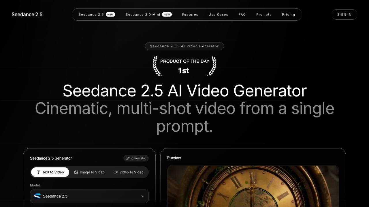Seedance 2.5 - 5 网站截图