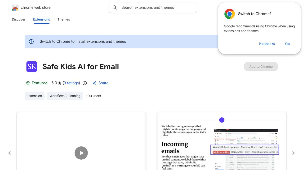 Safe Kids AI for Email 网站截图