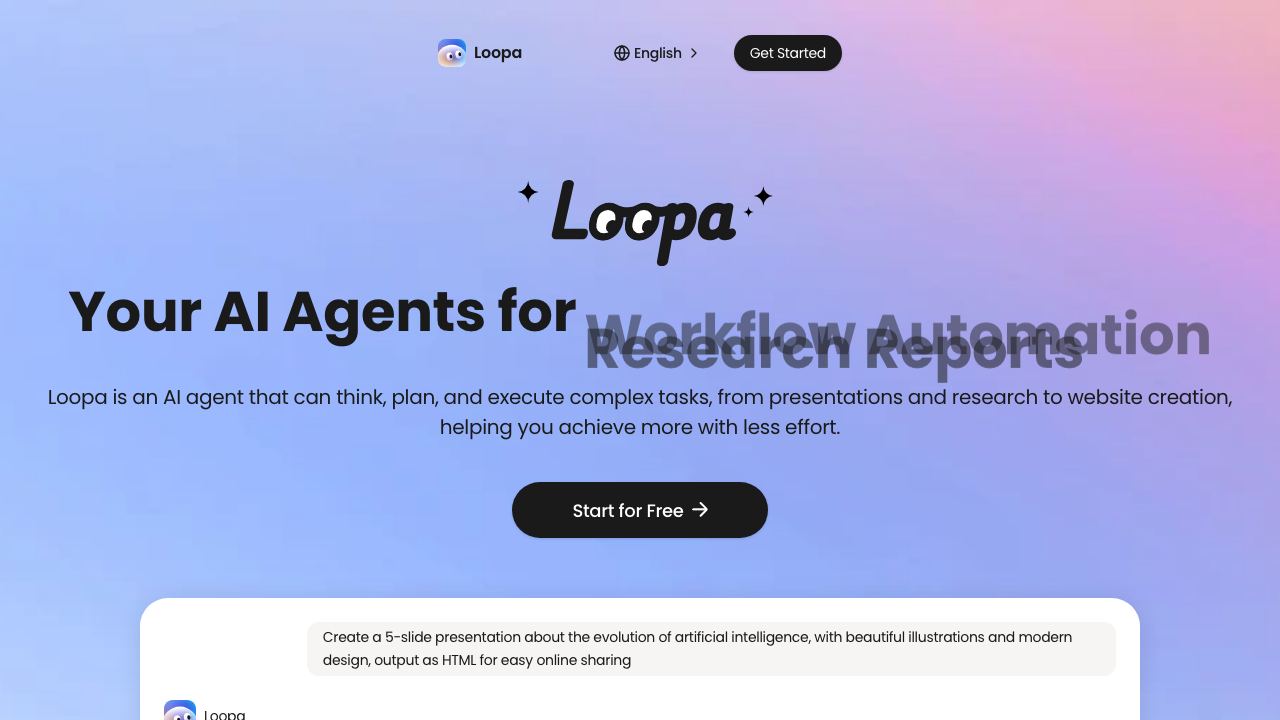 Loopa website screenshot