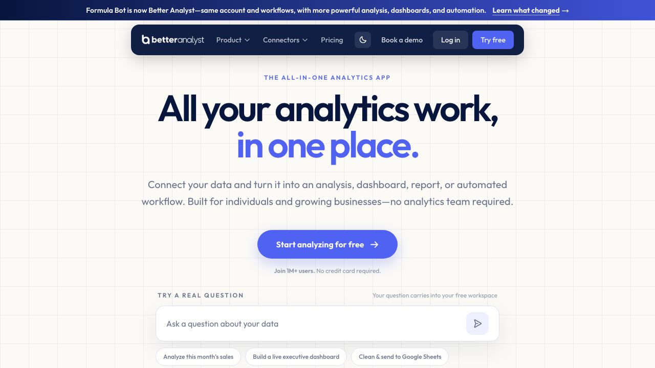 Excel Formula Bot website screenshot
