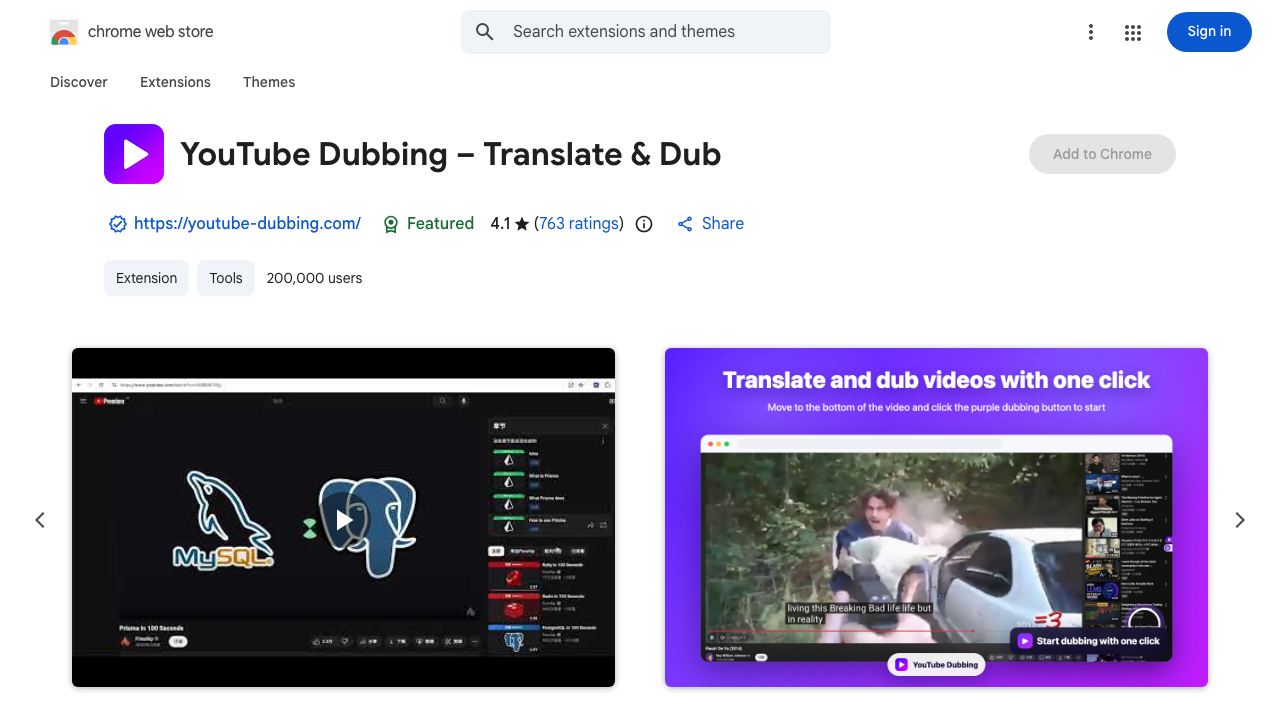 YouTube中文配音 网站截图